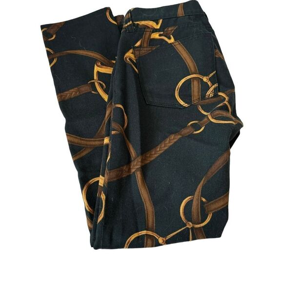 LRL Ralph Lauren Equestrian Horse Bit Pattern Black Jeans Sz 0 - Picture 2 of 12